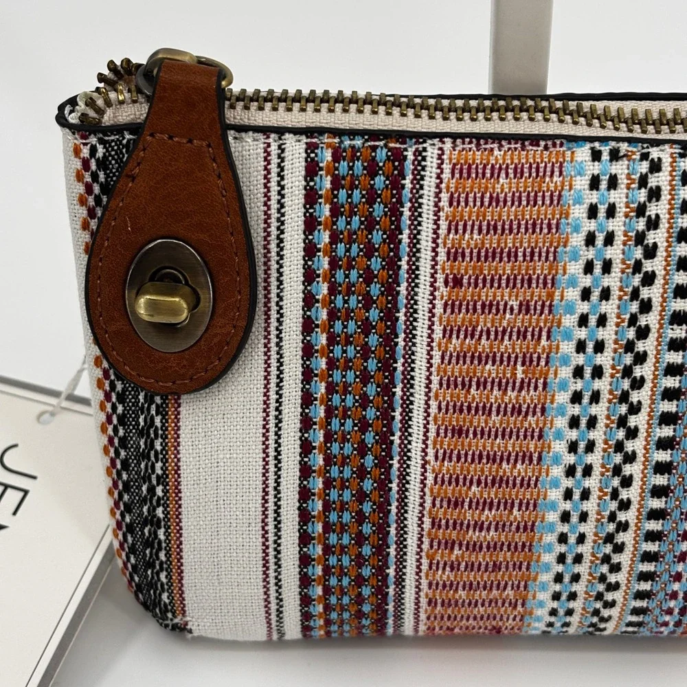 Jen & Co Crossbody Bag Womens Small Rust Multi Boho Striped M1818-BOHO.RUST New